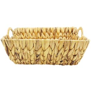 Cesta C/ Alça Decorativa 32x25cm em Palha Milk