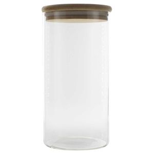 Pote Redondo C/ Tampa Bambu 900ml em Vidro Original