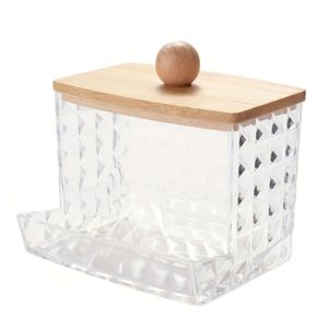 Porta Cotonete C/ Tampa Bambu 8,8cm em Plástico FWB