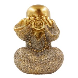 Buda C/ Glitter Decorativo 13cm em Resina Youbai
