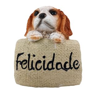 Cachorro C/ Placa Decorativo 9x8cm em Resina Youbai
