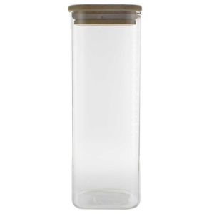 Pote Quadrado C/ Tampa Bambu 1100ml em Vidro Original