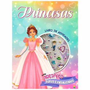 Livro Infantil de Atividades C/ Adesivo Princesas 28cm em Papel Todo Livro