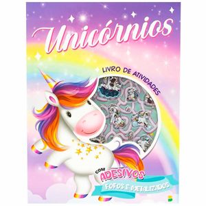 Livro Infantil de Atividades C/ Adesivo Unicórnios 28cm em Papel Todo Livro