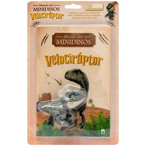 Livro Mundo dos Minidinos Velociráptor 20cm em Papel Todo Livro