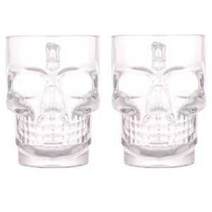 Jogo de Canecas Caveira 2 Peças 360ml em Vidro Fu Xing