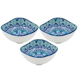 Jogo de Bowls Estampado 3 Peças em Cerâmica Lila Cosméticos