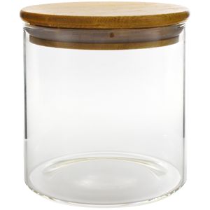 Pote Hermético C/ Tampa Bambu 650ml em Vidro Sanxia