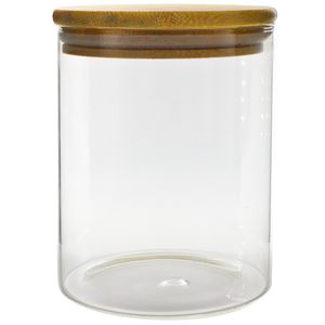 Pote Hermético C/ Tampa Bambu 750ml em Vidro Sanxia
