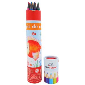 Jogo de Lápis de Cor Eco Tubo 12 Cores em Madeira Wincy