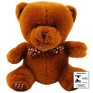 Urso de Pelúcia C/ Laço 15cm em Poliéster CAA Toys