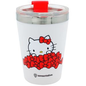 Copo C/ Tampa Hello Kitty 300ml em Aço Inox Zona Criativa