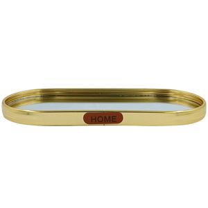 Bandeja Oval Espelhada 22cm em Metal Fu Xing