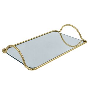 Bandeja Espelhada Retangular 25x16cm em Metal Fu Xing