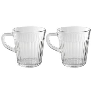 Jogo de Caneca Frisado 2 Peças 280ml em Vidro Wincy