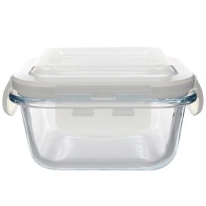 Pote Hermético Quadrado 320ml em Vidro Kehome
