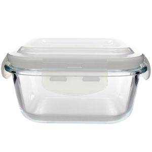 Pote Hermético Quadrado 520ml em Vidro Kehome
