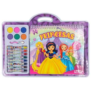 Kit Livro + Aquarela Princesas 33x24cm em Papel Magic Kids