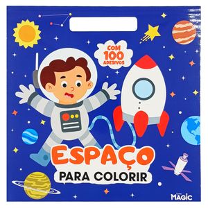 Livro P/ Colorir Espaço C/ Adesivos 28cm em Papel Magic Kids