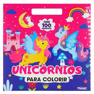 Livro P/ Colorir Unicórnios C/ Adesivos 28cm em Papel Magic Kids