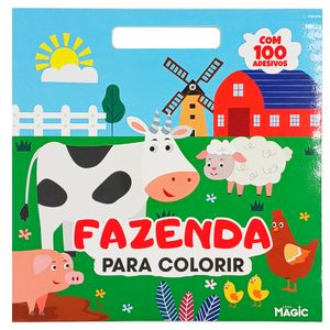 Livro P/ Colorir Fazenda C/ Adesivos 28cm em Papel Magic Kids