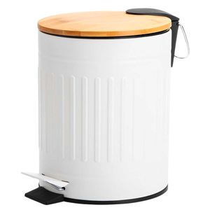 Lixeira C/ Tampa Bambu 5L em Metal Dcarte