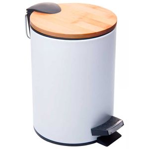 Lixeira C/ Tampa Bambu 5L em Metal Dcarte