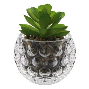 Vaso C/ Planta Artificial 6x6,5cm em Vidro Fu Xing