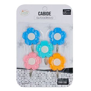 Gancho Flor Autoadesivo 5 Peças em Plástico Fu Xing