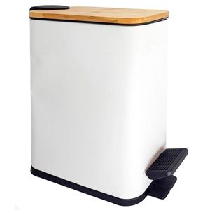 Lixeira Retangular C/ Tampa Bambu 5L em Metal DCarte