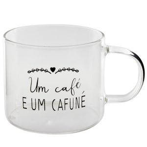 Caneca Café C/ Frase 260ml em Vidro Fu Xing