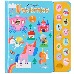 Livro Amigos Unicórnios Sonoro 21,5cm em Papel Magic Kids