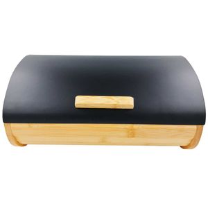 Porta Pão C/ Tampa Metal 35x25cm em Bambu Dolce Home