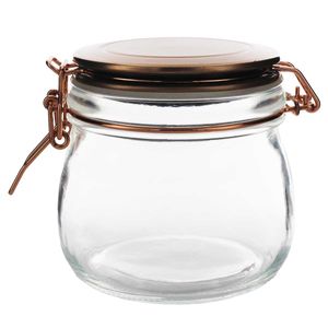Pote de vidro com tampa de cobre 9x10cm Casa Ambiente