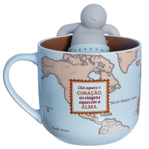 Caneca C/ Infusor Viagem 350ml em Cerâmica Zona Criativa