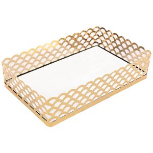 Bandeja Arles Retangular Espelhada 21x13cm em Metal Lyor