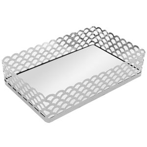 Bandeja Arles Retangular Espelhada 21x13cm em Metal Lyor