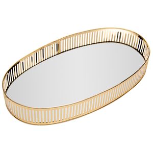 Bandeja Berlin Oval Espelhada 26x12cm em Metal Lyor