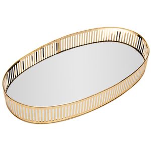 Bandeja Berlin Oval Espelhada 32x17cm em Metal Lyor