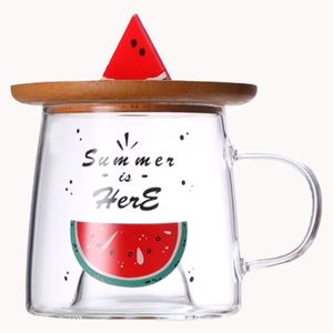 Caneca C/ Pires Bambu Melancia 280ml em Vidro Allmix