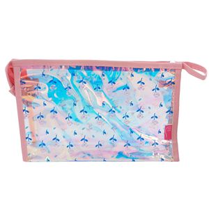 Nécessaire Flor Holográfica C/ Alça 24x16cm em PVC Qualis