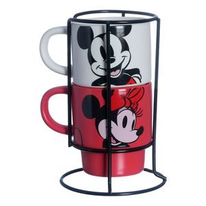 Jogo de Canecas Mickey e Minnie 2 Peças em Cerâmica Zona Criativa