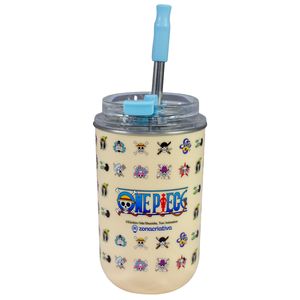 Copo Neo C/ Canudo One Piece 300ml em Aço Inox Zona Criativa