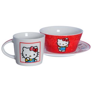 Kit Café da Manhã Hello Kitty 3 Peças em Cerâmica Zona Criativa