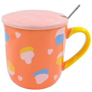 Caneca Color C/ Colher 460ml em Cerâmica Lila Cosméticos