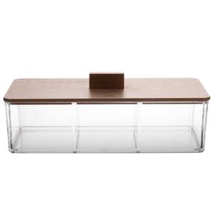 Caixa Organizadora C/ Tampa Bambu 23x9,5cm em Plástico Lyor