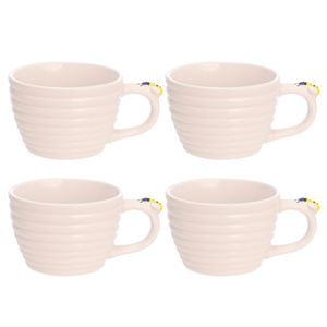 Jogo de Xícaras Bee 4 Peças 230ml em Porcelana Hauskraft