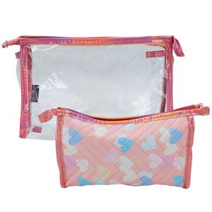 Kit Nécessaire Coração C/ Alça 2 Peças em PVC Rubys