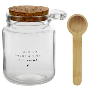 Porta Condimento Amor C/ Colher 240ml em Vidro Unik