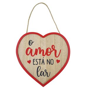 Placa Coração Decorativa 34x21cm em MDF Fu Xing